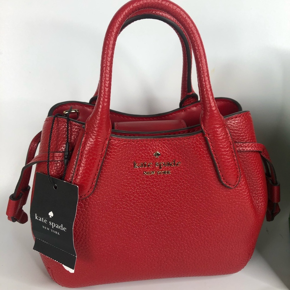 Kate Spade mini dumpling Red Satchel Bag with pebbled Leather